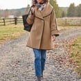 thumbnail image 6 of Women's Lapel Wool Blend Pea Coats Long Sleeve Button Down Casual Work Fall Winter Loose Woolen Coats, 6 of 7