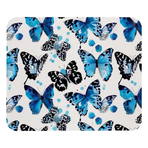 PhooArto Comfortable Mouse Pad Blue Butterfies Pattern Desktop Mousepad , 21 x 25 cm Mouse Mat, Non-Slip Rubber Base, Improves Speed and Precision