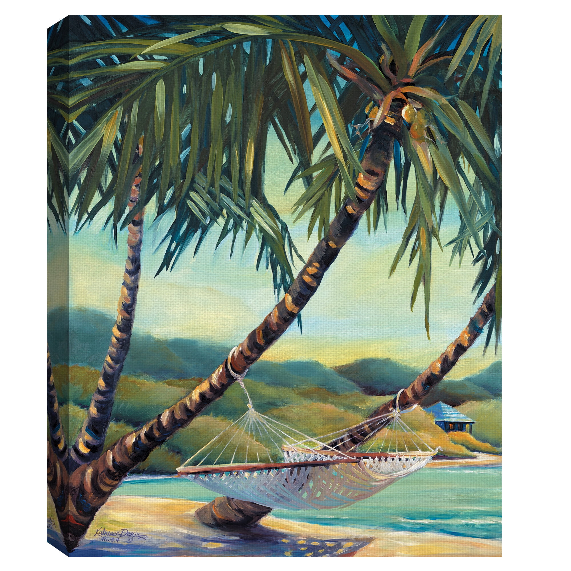 Masterpiece Art Gallery Rest Stop Beach Hammock By Kathleen Denis Canvas Art Print 22" x 28"