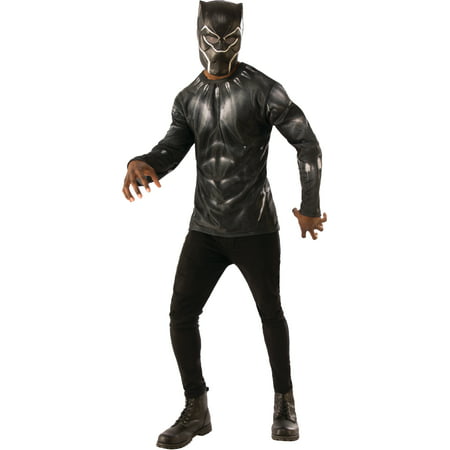 Men's Avengers Endgame Black Panther Shirt And Mask Costume Standard