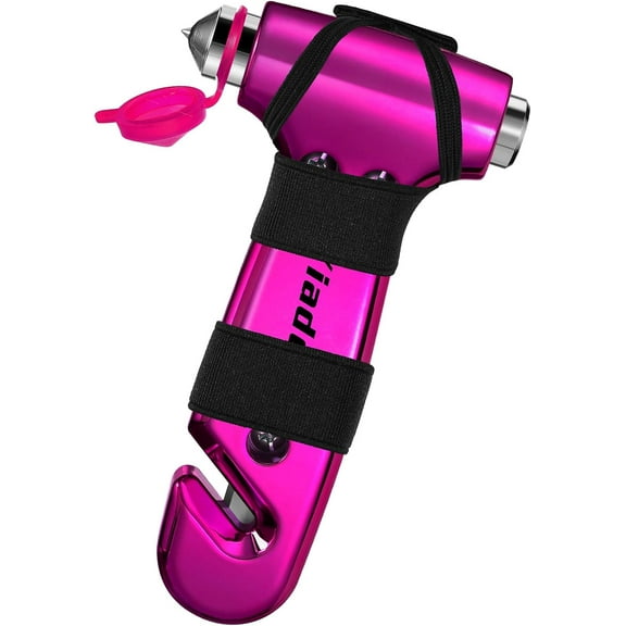 Window Breaker, 3-in-1 Emergency Escape Tool with seat Belt Cutter and Glass Breaker, Safety Emergency Car Escape Tool for Car, Electroplating Pink