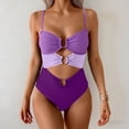 thumbnail image 2 of Guluxicc Bohemain One Piece Swimsuit for Women Spaghetti Strap Cut Out High Waist Push-Up Padded Bathing Suit Summer Beach Swimwear, 2 of 5