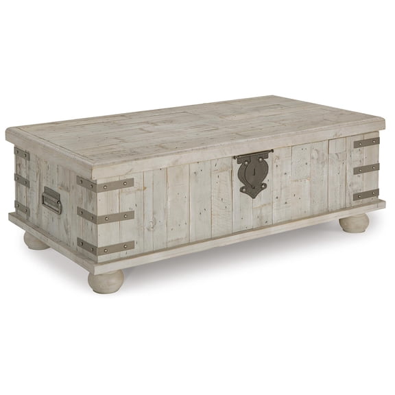 Signature Design by Ashley Casual Carynhurst Coffee Table with Lift Top  White Wash Gray