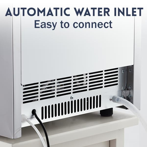 Homhougo Commercial Ice Maker, 120 lb/24 Hour Stainless Steel Under Counter Ice Machine, LED Digital Display Ice Maker Machine, 2 Water Inlet Modes, for Bars/Cafes/Homes/Businesses