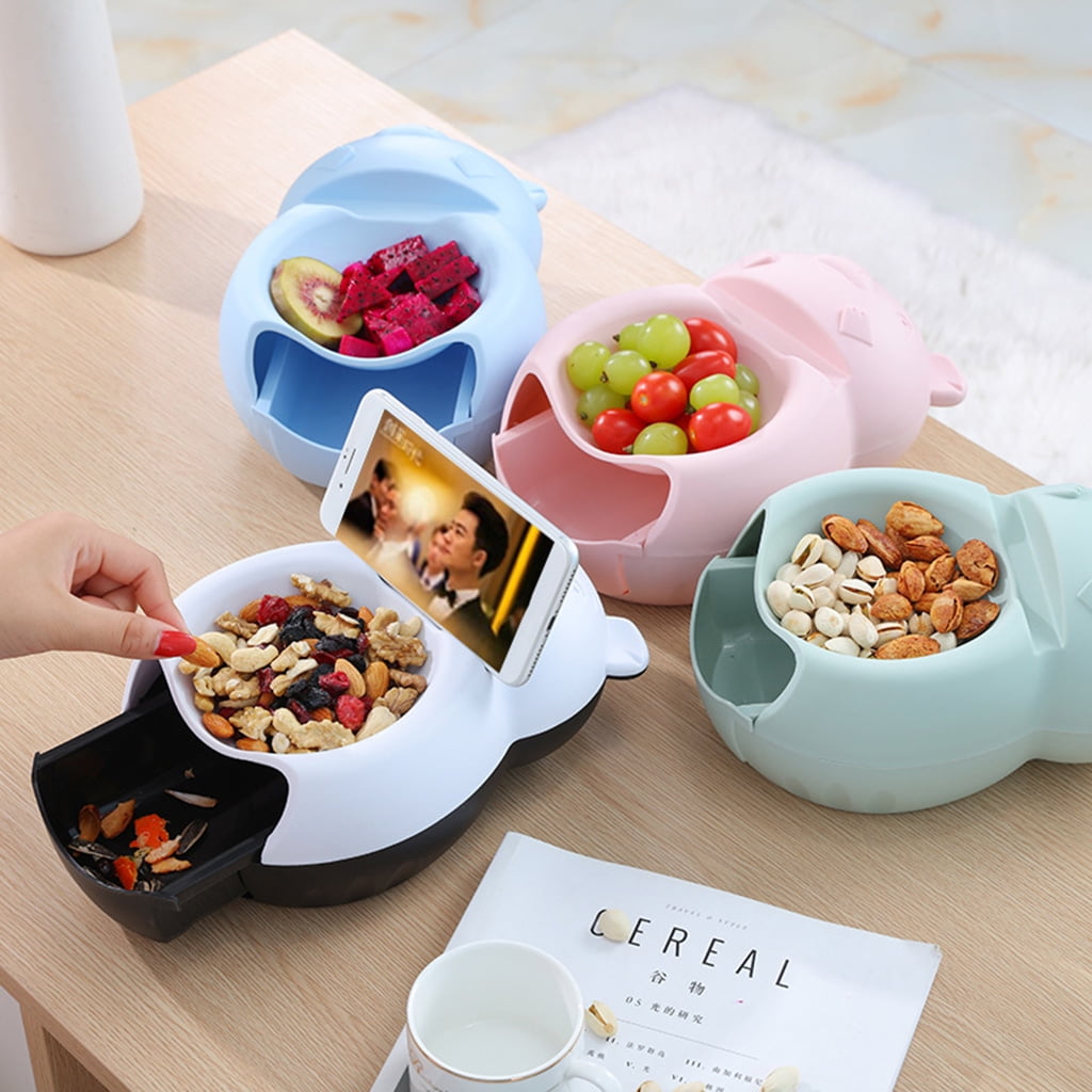 Snacks Organizer Bowl For Seeds Nuts Dry Fruits Storage Box Phone Holder 034