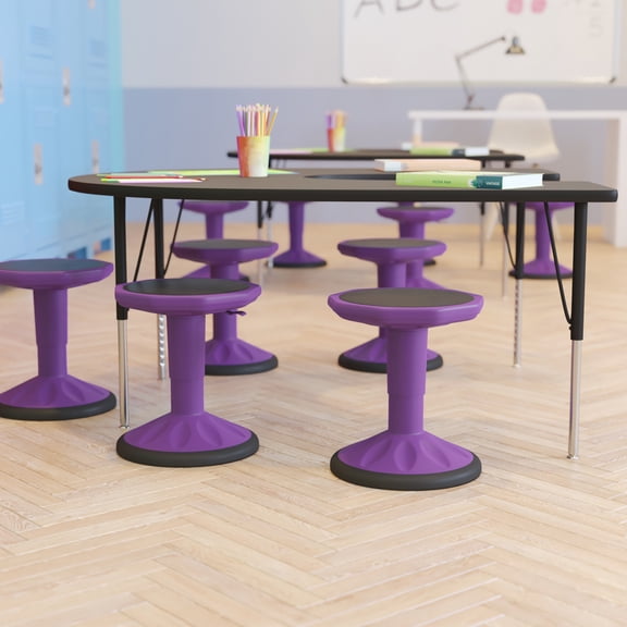 Emma   Oliver Height Adjustable Active Motion Stool for Kids with Weighted Rubber Non-Slip Bottom in Purple