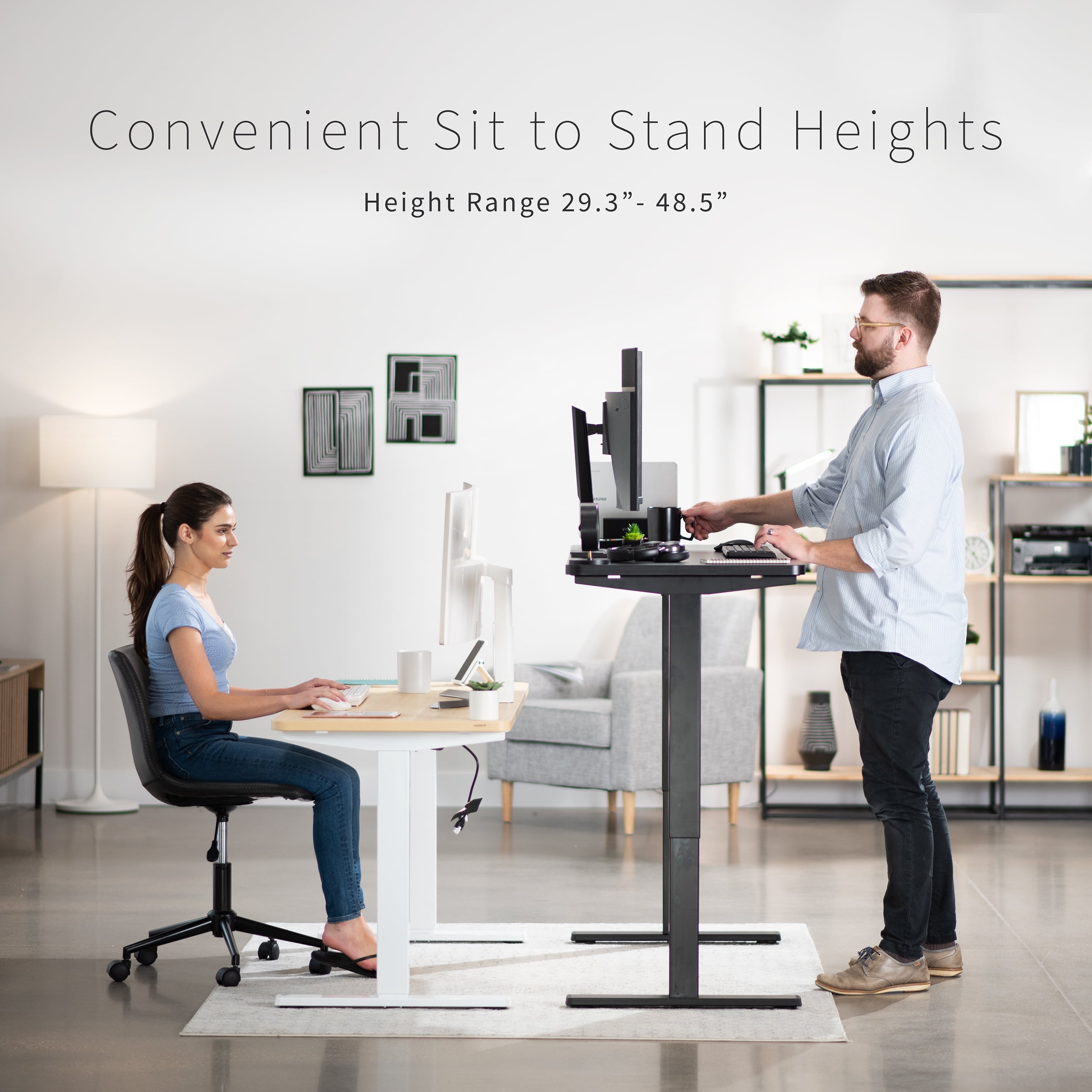 VIVO Electric Adjustable Height 60 x 24 Stand Up Desk Black Office Table Top Monitor Setup Black Frame Walmart