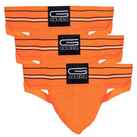 Golberg Premium Men's Athletic Supporters - 3 Pack Jock Strap Underwear with Contoured Waistband - Multiple Sizes and Colors (Size - Large)