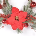 thumbnail image 4 of Bcylexb Christmas Rattan Wreaths for Front Door, 13.8" Artificial Poinsettia Wreaths with Red Ball Ornaments Hanging Door Wreath for Wall Window Porch Winter Decor, 4 of 8
