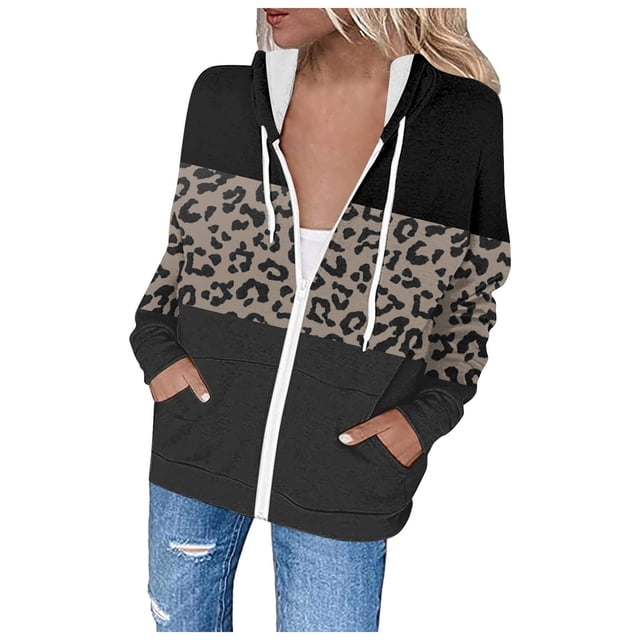 Chandails à Capuche Zippés pour Femmes Rabais de 50 % en Liquidation Blouse Imprimée Mode Hauts à Manches Longues Chandail Poches à Capuche
