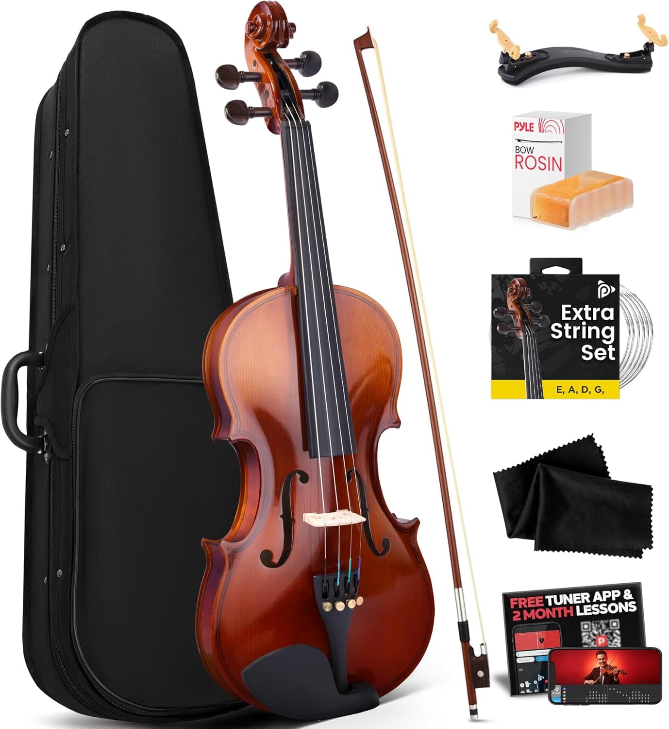 Cecilio Left-Handed Full Size 4/4 CVN-320L Ebony Fitted Solid Wood