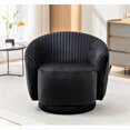 thumbnail image 4 of Silla de barril giratorio de terciopelo de 366 grados, sillón moderno de acento plisado con base resistente y cojín acolchado grueso, 4 of 5