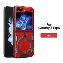 Dteck for Samsung Galaxy Z Flip 5 Ring Stand Case, Shockproof Magnetic for Car Mount Holder, Ultra Slim Lightweight Galaxy Z Flip 5 Flip Case Hybrid Hard PC Rugged Protection Cover,Red