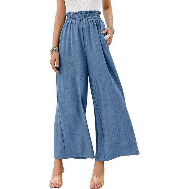 Wataxii Women's Wide Leg Lounge Pants with Pockets Lightweight High