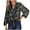 Black-03, variant on Perfectbot Womens Fashion Blouses Printed V Neck Ruched Tops Casual Puff Long Sleeve Loose Shirts