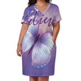thumbnail image 2 of Believe ~ Vestido de mujer con bolsillo grande, vestido de mariposa, vestido de verano morado pastel diario para mujeres embarazadas, 2 of 6