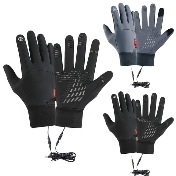 Migroa Usb Heated Gloves for Men Women, Rechargeable Winter Warm Gloves for Outdoor Activities Black L