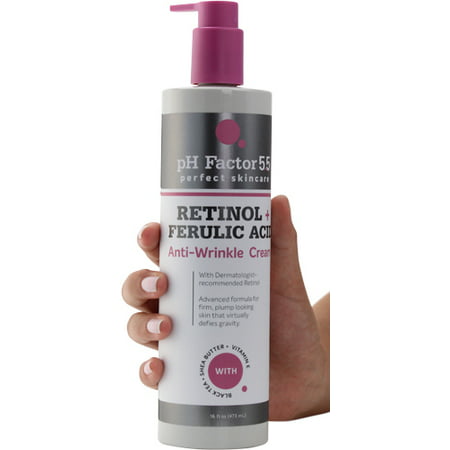PH Factor 5.5 Retinol Cream for face and body with Ferulic Acid. Anti-Sagging cream Targets Crepey Skin and wrinkles. Anti-Aging Cream with Retinol and Ferulic Acid.15oz
