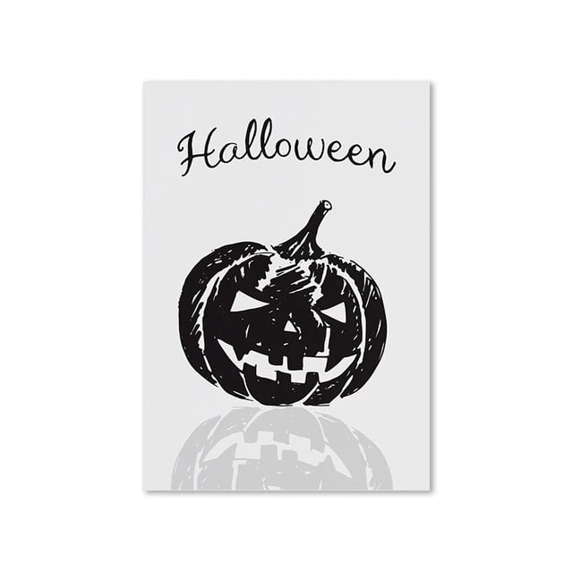 Póster blanco y negro de Halloween, impresión artística de esqueleto potable de paz, pintura en lienzo de calabaza aterradora, imagen de pared moderna, decoración del hogar para habitación