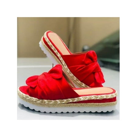 

Rotosw Womens Bowknot Platform Sandals Slippers Summer Slip On Shoes