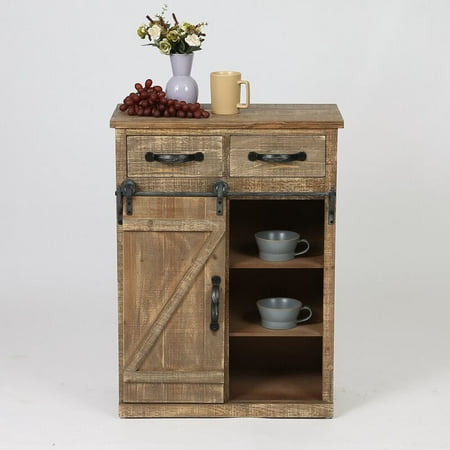 Wood End Table, URHOMEPRO Rustic Barn Door Wood Console Cabinet, Rustic Kitchen Storage Buffet Server Cabinet Cupboard, Country Vintage Furniture for Living Room, Bedroom, Entryway, Garden, W9111