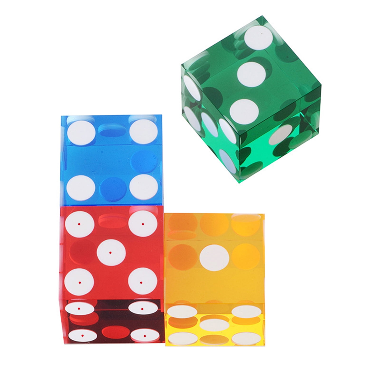 Set of 5 Acrylic Transparent six Sided D6 Casino for Sharp Straight Corners Precision Dice 19mm