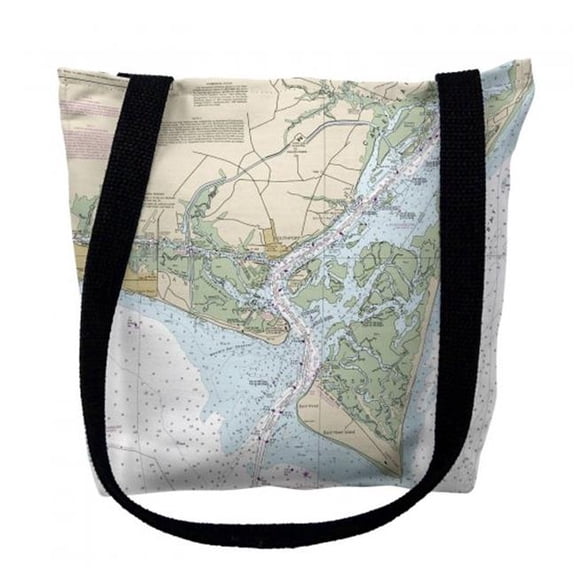 Baldhead Island, NC Nautical Map Medium Tote Bag 16x16 - 16 inches x 16 inches