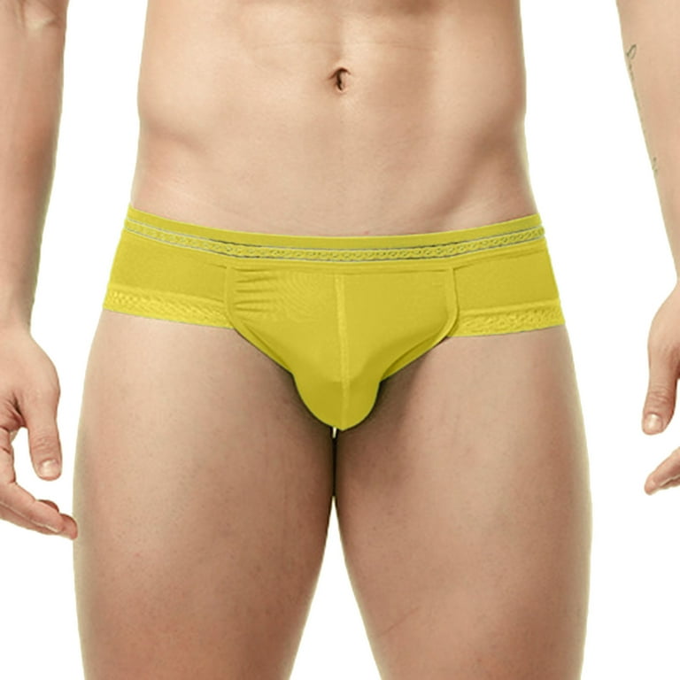 Baocc Mens Briefs Mens Underwear Translucent Briefs Mens Underwear Yellow  3XL