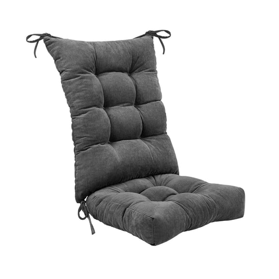 Rocking Rocking Chair Cushion Premium Tufted Pads Non Skid Slip Backed Upper and Lower with Ties, 2 Piece Set, Gray (Pack of 1), Dark Gray