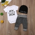 thumbnail image 2 of Aunavey Baby Boy Clothes New to The Crew Letter Print Romper+Long Pants+Hat, 2 of 5