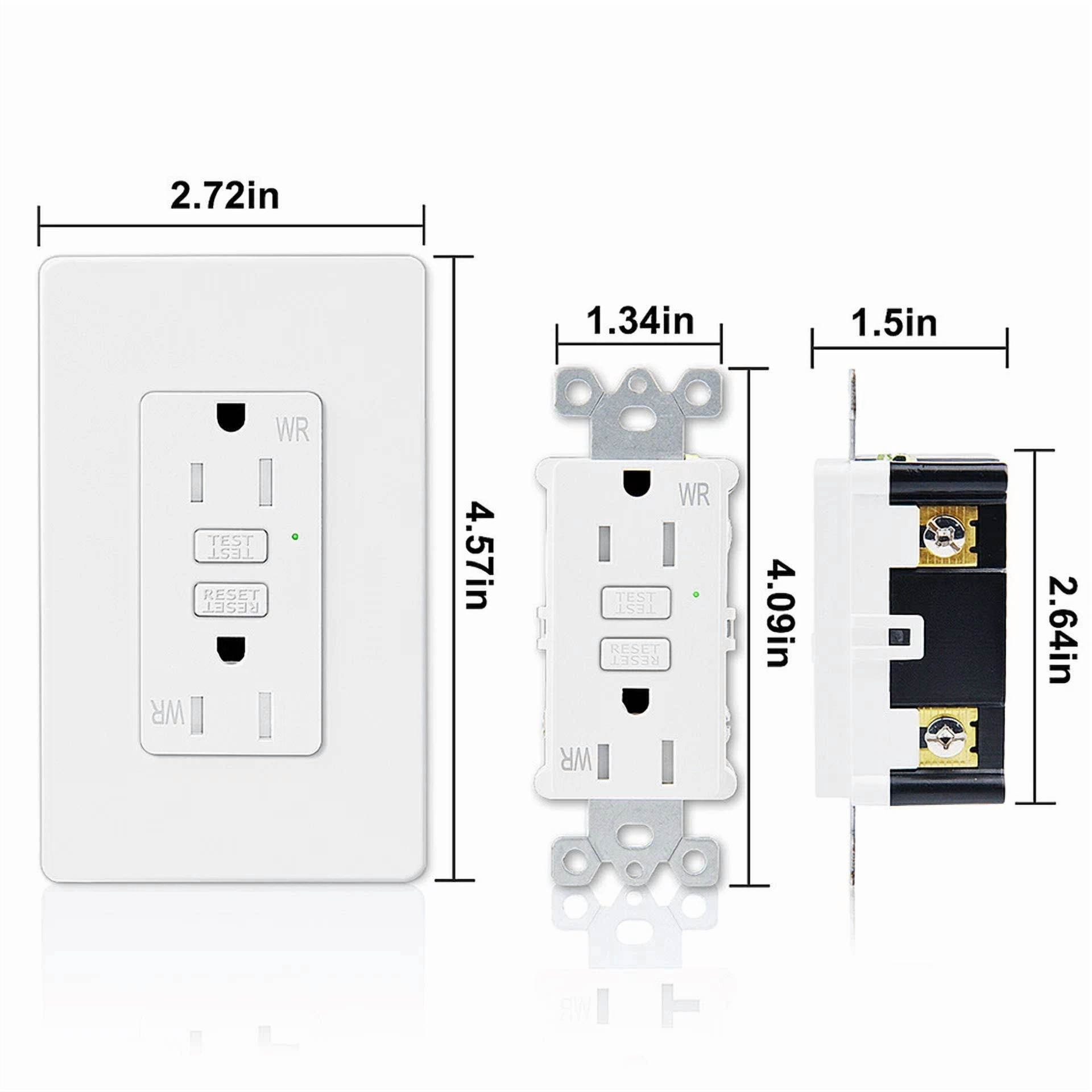 CIRCLE- Kingsale4U 15 Amp 125-Volt Slim Gfci Outlet White Receptacle