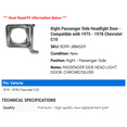 thumbnail image 2 of Right Passenger Side Headlight Door - Compatible with 1975 - 1978 Chevy C10 1976 1977, 2 of 2