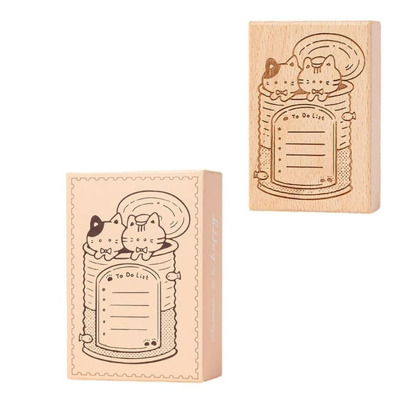 AOOOWER Animal Kitten Themed Wood Stamp Wood Craft Stamp for Card Making Scrapbooking Photo Album Journaling Craft Project