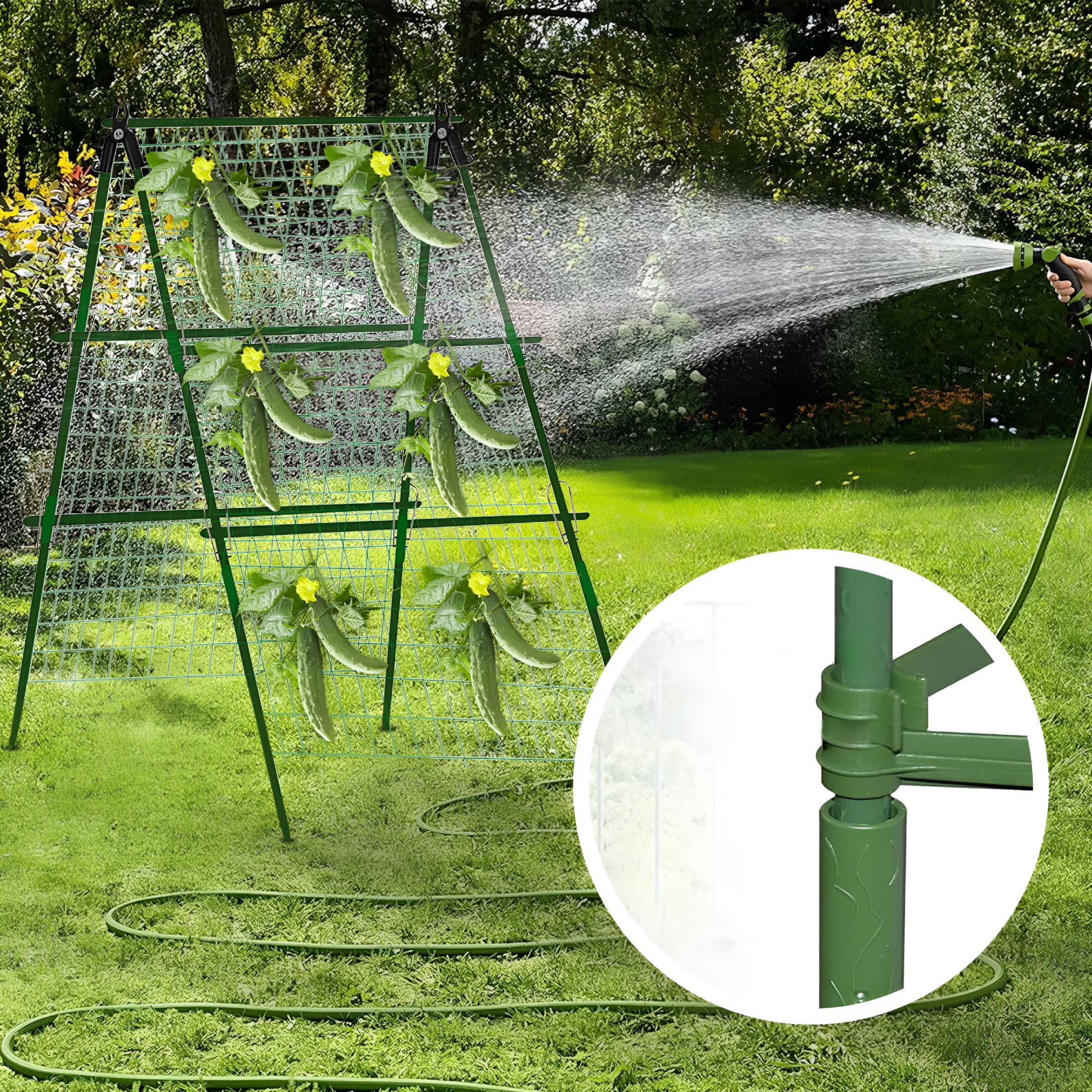 ZHZFKQ 2026 New Cucumber Trellis Set,Cucumber Trellises A Frame Plant Supports Green Trellis for Cucumber,Garden Trellis for Climbing Plants Outdoor,Detachable Cucumber Trellis