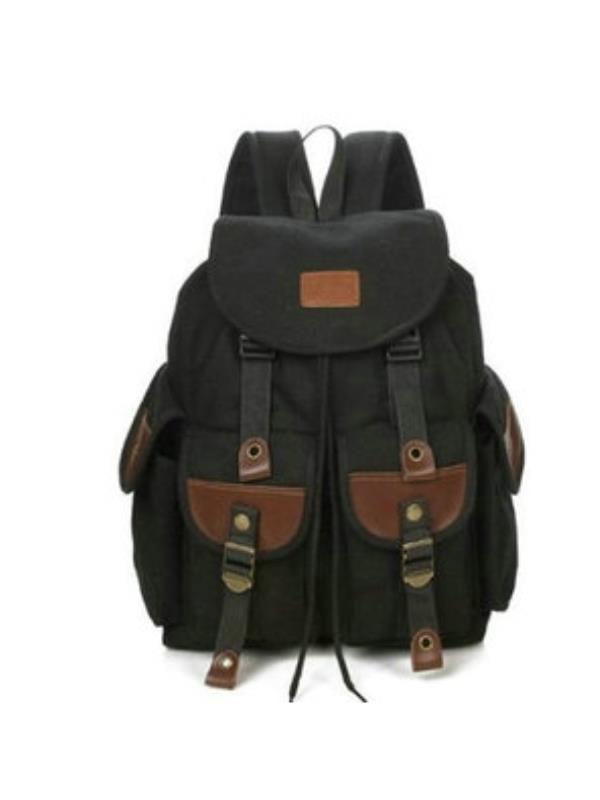 Unisex Canvas Leather Travel Outdoor Backpacks for Adults School bag Military Hiking Rucksack by