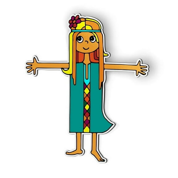 Hippie Girl Pretty - 5" Magnet for Car Locker Refrigerator