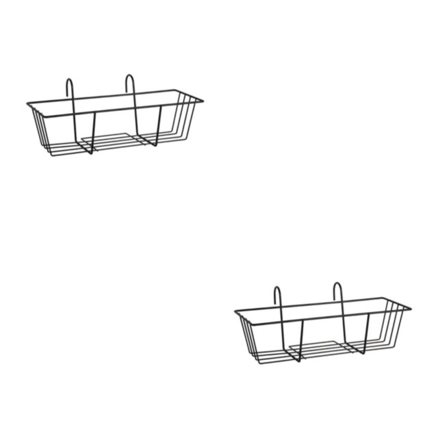 Bewildely Hanging Flower Boxes Holder Fence Railing Planter Pot Bracket 33x14.8x10CM 2Conjunto