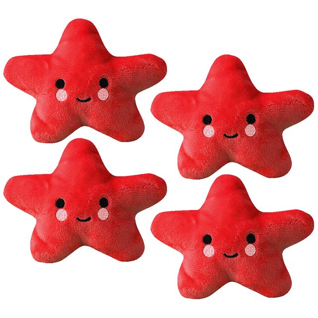 4 piezas de juguetes de peluche, juguetes de peluche crujientes, lindos juguetes para masticar con forma de estrella, amarillo
