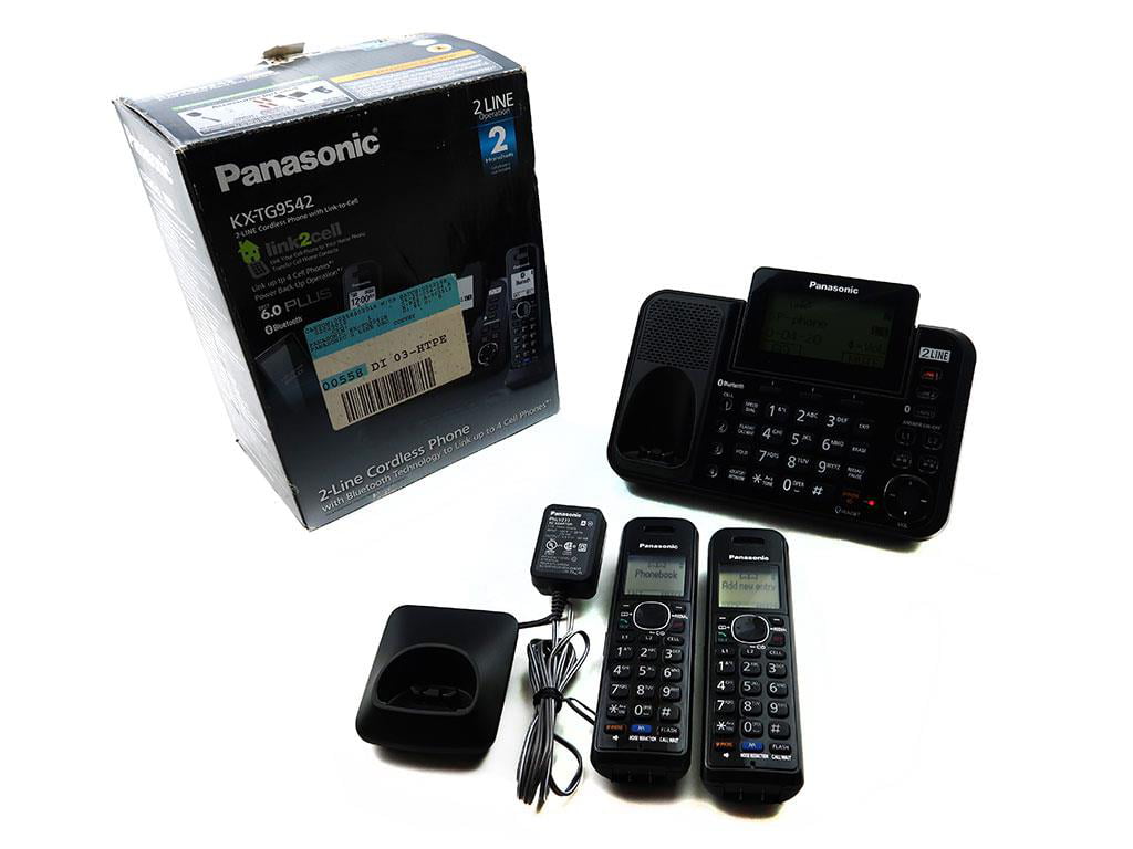 PANASONIC KX-TG9542B 2-LINE W/LINK-TO-CELL USB MUSIC ON HOLD 3 CORDLESS PHONES 