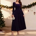 thumbnail image 4 of Womens Christmas Dresses Velour Long Sleeve Womens Dresses Purple Womens Dress A-line Dresses Holiday Party Dress Cute Dresses for Women Fall, 4 of 5