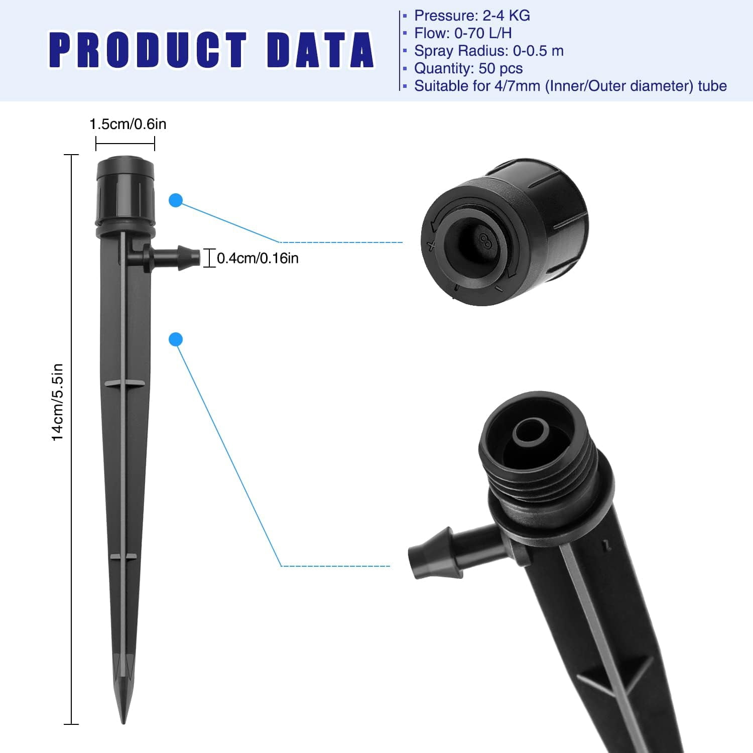 Micro Sprinkler with Adjustable Flow, Anti Clogging Drip Irrigation Emitters for Gardens, Lawns, and Pots, Slow and Steady Watering Rate for Thriving Plants
