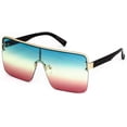 thumbnail image 1 of GFDYREE FLAWLESS EYEWEAR Oversized Flat Top Square VINTAGE RETRO SHIELD VISOR Style Aviator SUNGLASSES, Blue Yellow Pink, Oversized, 1 of 4
