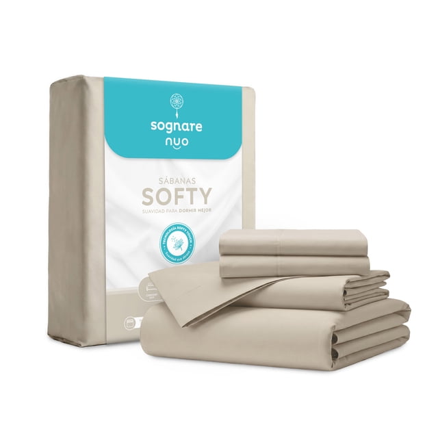 Juego De Sábanas Sognare Softy Extra Suaves Color Beige