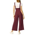 thumbnail image 4 of INSPIRE CHIC Women's Button Front High Waist Belted Straight Fit Overall Jumpsuit L Burgundy, 4 of 8