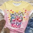 thumbnail image 6 of YueHuiYing Women's Valentine's Day Heart Cute Cat Print Short Sleeve Crew Neck Short Sleeve Crew Neck Top/Shirt, 6 of 6