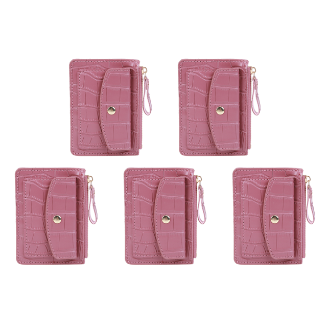Cartera Sencilla para Mujer Llavero Cuero Tarjetero Pequeño Monedero (rosa) Rojo