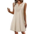 thumbnail image 2 of ClodeEU Women's Crewneck Sleeveless Mini Dress ,Solid Color Casual Loose Fit Summer Dress Beige,Women's Plus L, 2 of 5