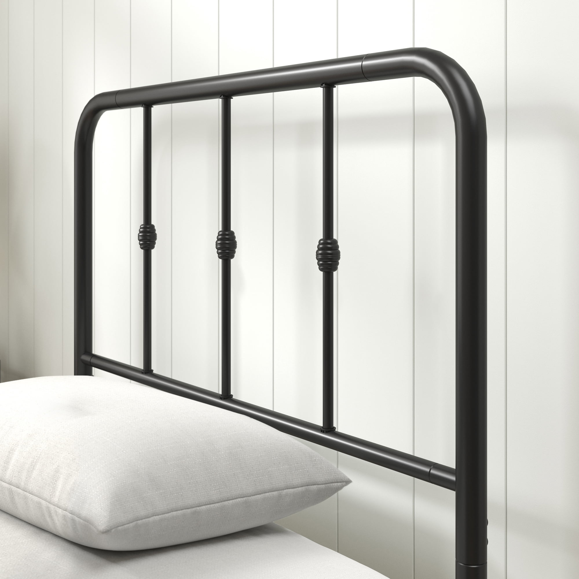 Mainstays Twin Modern Metal Platform Bed Frame with Curved Headboard, No Box Spring Needed, Black