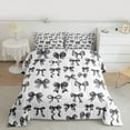 thumbnail image 2 of Feelyou Teens Black Bowknot Full Size Comforter Sets, Cycle Polkadot Abstract Bedding Comforter Set, Modern Fashion Ribbon Reversible Bedding Sets, Breathable Home Decor, 3pcs, 2 of 8
