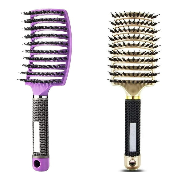 Hairstreaq Detangling Brush, Voremy Magical Brush Detangler, Girls Hair Brush, Vented Detangling Brush, Fast Drying Styling Massage Hairbrush for Women, Girls (Gold Purple)